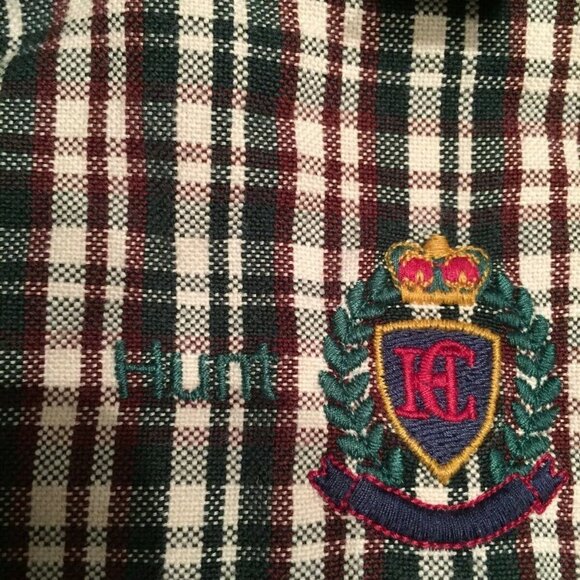 90s Hunt Club Shirt Mens 16.5 34/35 Green Red Plaid Preppy Heritage Academia VTG - Picture 6 of 14
